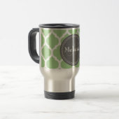 Mit Monogramm Folie Grün & Grau Reisebecher (Vorderseite Links)