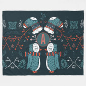 Mit Monogramm Folk Art Weihnachten Fleecedecke (Vorderseite (Horizontal))