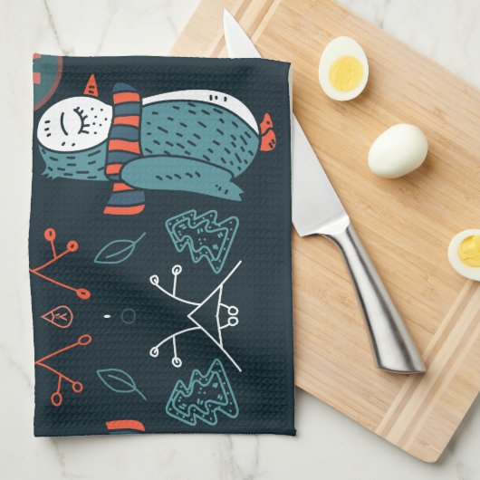 Mit Monogramm Folk Art Weihnachten Geschirrtuch (Viertel Falte)