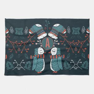 Mit Monogramm Folk Art Weihnachten Geschirrtuch