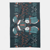 Mit Monogramm Folk Art Weihnachten Geschirrtuch (Vertikal)
