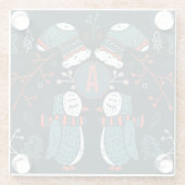 Mit Monogramm Folk Art Weihnachten Glasuntersetzer (Rückseite)