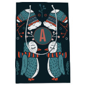 Mit Monogramm Folk Art Weihnachten Mittlere Geschenktüte (Vorderseite)