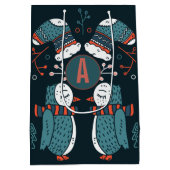 Mit Monogramm Folk Art Weihnachten Mittlere Geschenktüte (Rückseite)