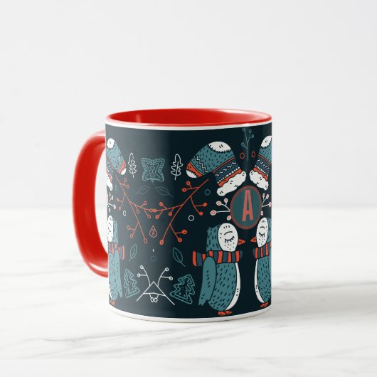 Mit Monogramm Folk Art Weihnachten Tasse (Vorderseite Links)