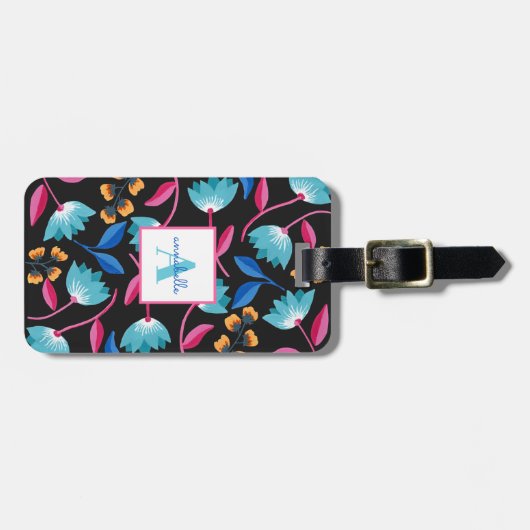 Mit Monogramm Folkloremuster Gepäckanhänger (Vorderseite horizontal)