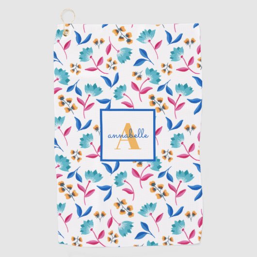 Mit Monogramm Folkloremuster Golfhandtuch (Vorderseite)