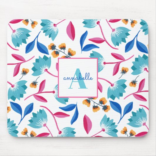 Mit Monogramm Folkloremuster Mousepad (Vorne)