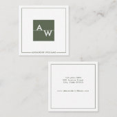 Mit Monogramm Formular Quadratische Visitenkarte (Vorne/Hinten)