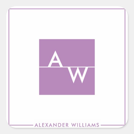 Mit Monogramm Formular Quadratischer Aufkleber (Vorderseite)