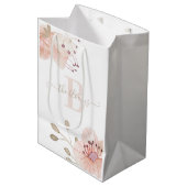 Mit Monogramm Foto Aquarelltasche Mittlere Geschenktüte (Vorderseite Schrägansicht)