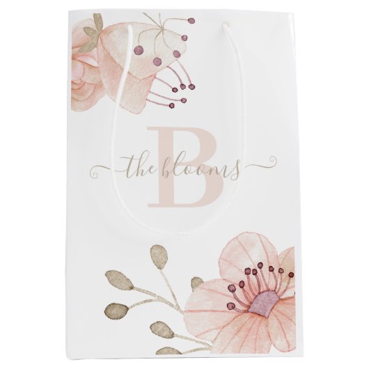 Mit Monogramm Foto Aquarelltasche Mittlere Geschenktüte (Vorderseite)