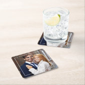 Mit Monogramm Foto des modernen Square Frame Rechteckiger Pappuntersetzer (Vor Ort)