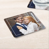 Mit Monogramm Foto des modernen Square Frame Rechteckiger Pappuntersetzer (angewinkelt)