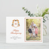 Mit Monogramm Foto Erntedank Ankündigung (Stehend Vorderseite)