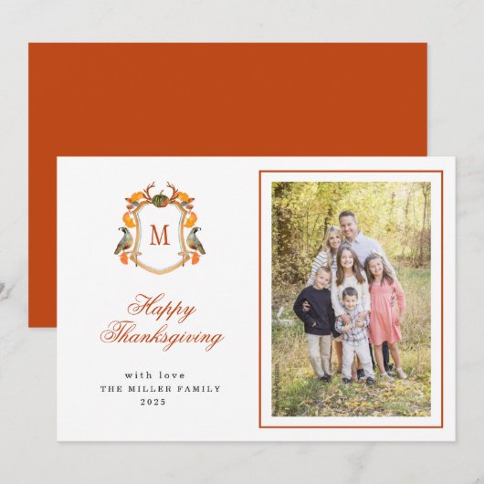 Mit Monogramm Foto Erntedank Ankündigung (Vorne/Hinten)