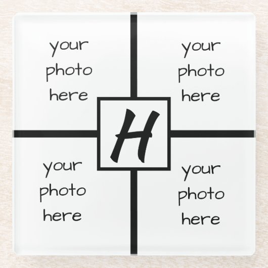 Mit Monogramm Foto Glasuntersetzer (Vorderseite)