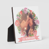Mit Monogramm Foto mit Blumenkranz Fotoplatte (Vorderseite)
