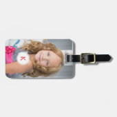 Mit Monogramm Foto-Rosa-Monogramm-Initiale für Gepäckanhänger (Vorderseite horizontal)