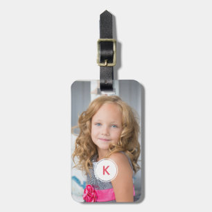 Mit Monogramm Foto-Rosa-Monogramm-Initiale für Gepäckanhänger