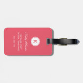 Mit Monogramm Foto-Rosa-Monogramm-Initiale für Gepäckanhänger (Rückseite horizontal)