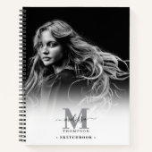 Mit Monogramm Foto Schwarz-weiß Artist Sketchbook Notizblock (Vorderseite)