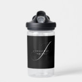 Mit Monogramm Foto Schwarz/Weiß Trinkflasche (Vorne)