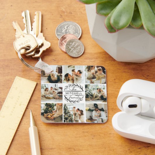 Mit Monogramm FotoCollage | Monogramm-Geschenk Schlüsselanhänger (Schreibtisch)