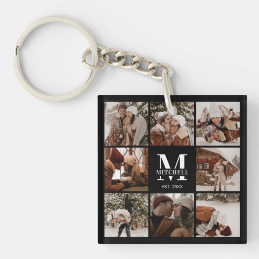 Mit Monogramm FotoCollage | Monogramm-Geschenk Schlüsselanhänger (Vorderseite)