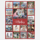 Mit Monogramm FotoCollage Rot und Weiß elegant Fleecedecke (Vorderseite)