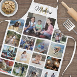 Mit Monogramm Fotomaterial Raster Muster Gold Weiß Schürze<br><div class="desc">Feiern Sie die Freuden von Familie und Freunden mit einer eleganten Collage Schürze für Fotos. Wenn Sie einen Hintergrund oder Text in anderen Farben als Schwarz, Weiß und Gold bevorzugen, lesen Sie die folgenden Anweisungen. (IMAGE PLACEMENT TIP: Eine einfache Möglichkeit, ein Foto genau so zu zentrieren, wie Sie es gewollt...</div>
