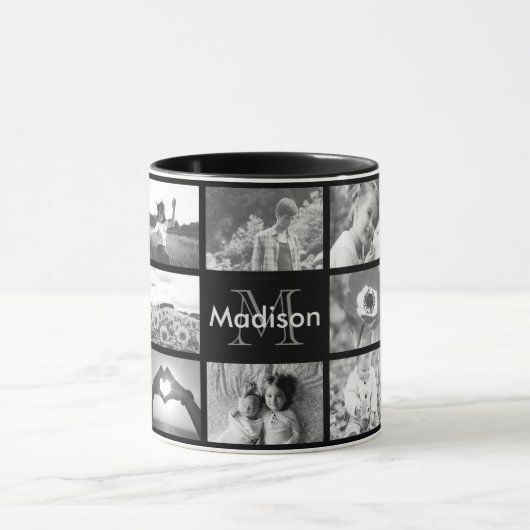 Mit Monogramm Fotoschwarzweiss-schablone Tasse (Zentrum)