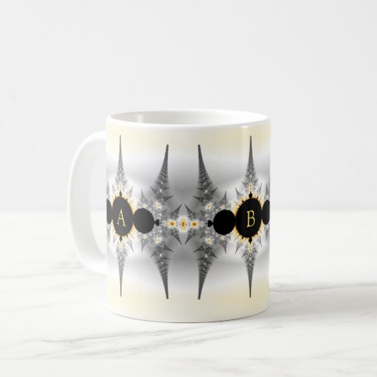 Mit Monogramm Fraktal-Spikes Kaffeetasse (Vorderseite Links)