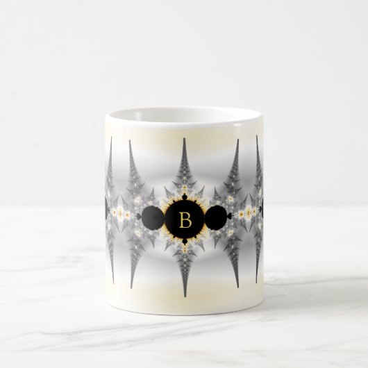 Mit Monogramm Fraktal-Spikes Kaffeetasse (Mittel)