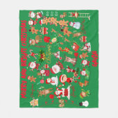 Mit Monogramm frohe Weihnachten auf grünem Hinterg Fleecedecke (Vorderseite)