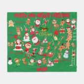 Mit Monogramm frohe Weihnachten auf grünem Hinterg Fleecedecke (Vorderseite (Horizontal))