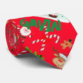 Mit Monogramm frohe Weihnachten auf rotem Hintergr Krawatte (Gerollt)