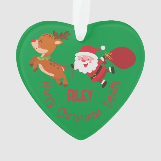 Mit Monogramm frohe Weihnachten Daddy | Herzdekora Ornament (Rückseite)