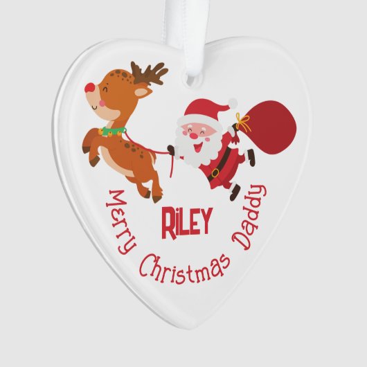 Mit Monogramm frohe Weihnachten Daddy | Herzdekora Ornament (Vorderseite)
