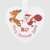 Mit Monogramm frohe Weihnachten Daddy | Herzdekora Ornament (Rückseite)