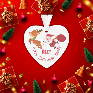 Mit Monogramm frohe Weihnachten Daddy   Herzdekora Ornament