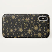 Mit Monogramm frohe Weihnachten Goldene Schneefloc Case-Mate iPhone Hülle (Rückseite (Horizontal))