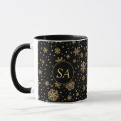 Mit Monogramm frohe Weihnachten Goldene Schneefloc Tasse (Links)