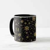 Mit Monogramm frohe Weihnachten Goldene Schneefloc Tasse (Vorderseite Links)