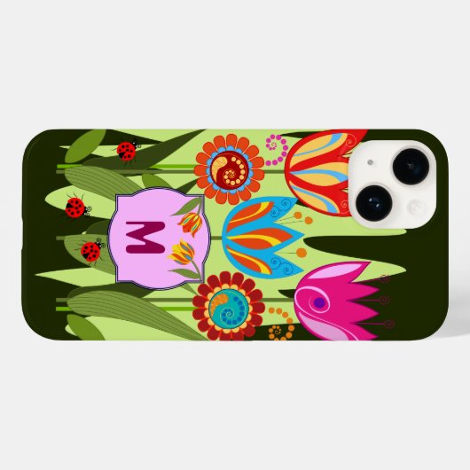 Mit Monogramm Frühling mit Tulpen Case-Mate iPhone Hülle (Rückseite (Horizontal))