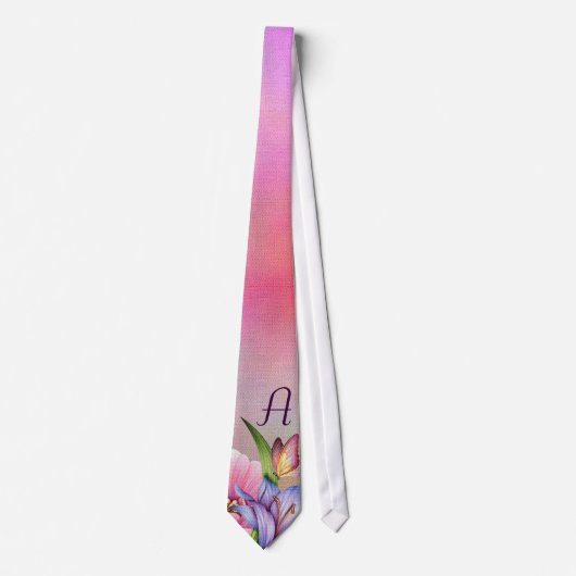 Mit Monogramm Frühlings-Blumenstrauß-Krawatte Krawatte (Vorderseite)