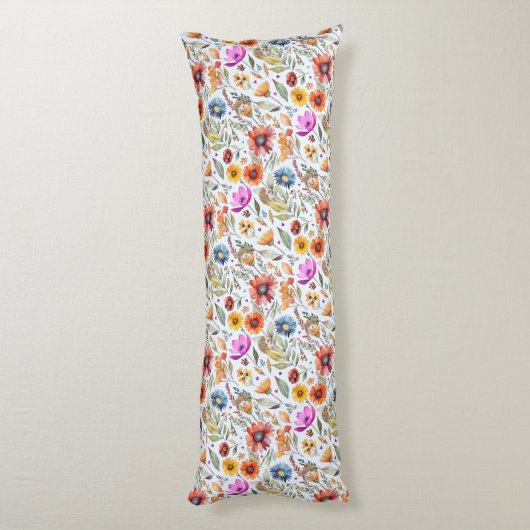 Mit Monogramm FrühlingsWildblume & Adortable Igel Seitenschläferkissen (Rückseite (Vertikal))