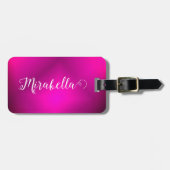Mit Monogramm Fuchsia Pink-Reise hell Gepäckanhänger (Vorderseite horizontal)