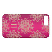 Mit Monogramm Fuchsien-und Goldexotisches Case-Mate iPhone Hülle (Rückseite (Horizontal))