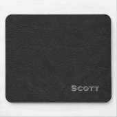 Mit Monogramm Führungskraft-Schwarz-Leder-Blick Mousepad (Vorne)